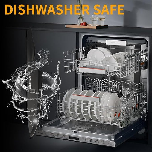 16 Pieces Kitchen Knife Block Set With Cutting Board, German Stainless Steel Knife Set With Sharpener, Dishwasher Safe, Anti-Slip Handle, 6 Steak Knives, Black